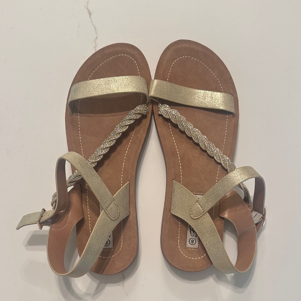 Forever Link Gold Braided Strap Sandals
